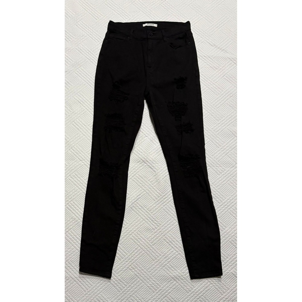 Pacsun Women's Size 27 Jeggings Black Distressed Ripped High Rise Skinny